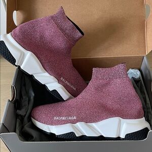 Balenciaga Glittery Pink Sock Sneakers
